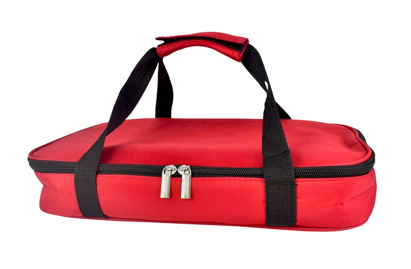 Le Regalo HW1236 Glass Casserole with Insulated Bag, Ideal for Picnic, Potluck, Hiking & Beach Trip-Retains Hot and Cold Temperature of Food, Overall12 "x 7.5"x2 "- Red - Image 4